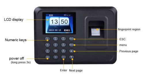 2.4&#034; tft color password biometric fingerprint attendance clock employee recorder for sale