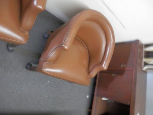 Set of 2 brown rinestone office chairs