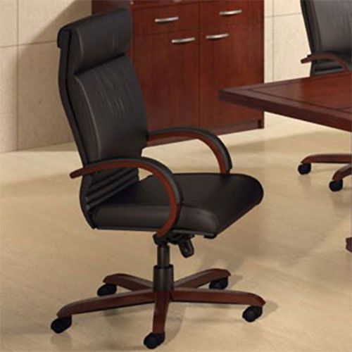 Conference chair black leather wood executive office room high back modern new for sale