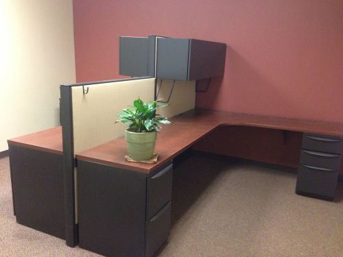 (7) Work Stations - Haworth Multiple Configuration Office Cubicles w/ Cabinets