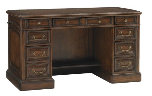 Rich sienna 56&#034; traditional pedestal office desk for sale