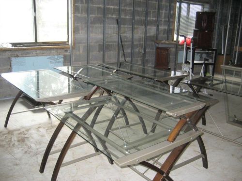 glass top desk three with extra shelf