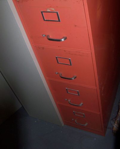 &#034;used&#034;    4 drawer metal  file cabinet- color orange  -pickup only for sale