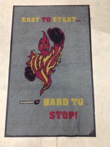 Vintage Easy Start Fire Safety Office Store Entrance Rug 44x34 Rubber Back Mat