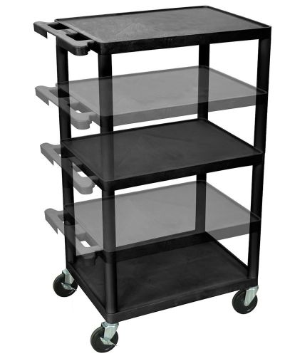 Offex mobile 3 shelf multi height presentation av cart with 4 casters - black for sale