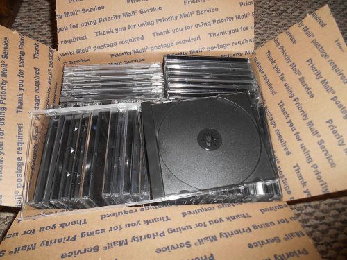 Lot of 40 Standard CD/DVD Jewel Cases Clear Black Trays Empty Music Games Movies