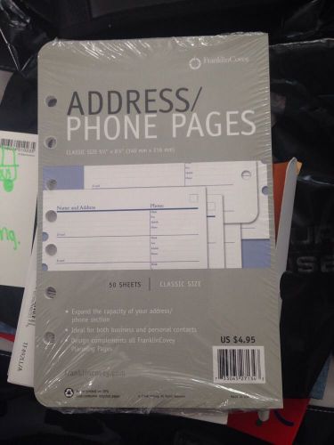 FRANKILIN COVEY ADRESS /PHONE PAGES NEW IN PACKAGE - 50  PAGES