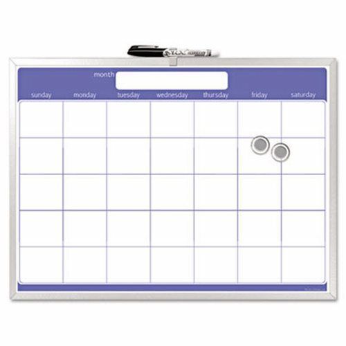 Magnetic Dry Erase Board, Monthly Planner, 23 x 17, Aluminum Frame (BDU44070)