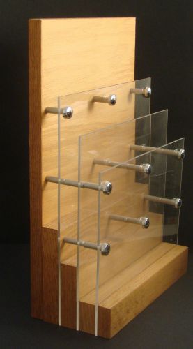 Contemporary wood acrylic chrome organizer - letter mail holder 15&#034; for sale