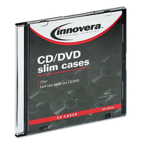 200 innovera cd/dvd polystyrene thin line storage cases, clear - ivr85826 for sale