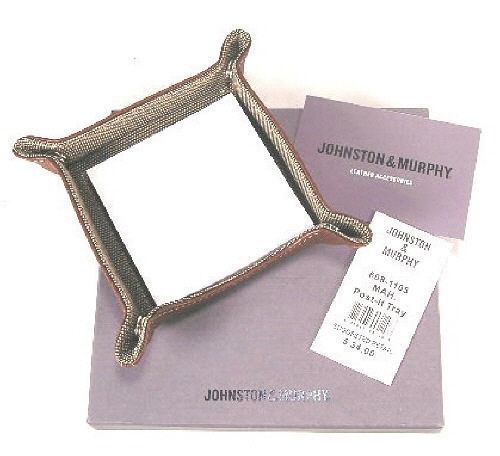 Johnston &amp; murphy burnished mahogany leather post-it tray new!! for sale