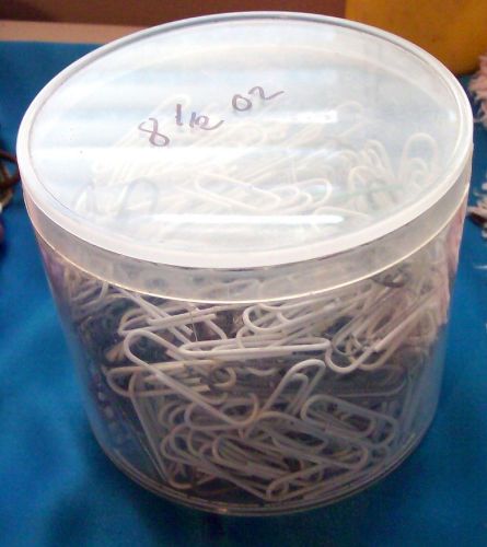 Lot of 400+ Size #1 Paper Clips, Mostly White, Some Black,  A Few Jumbo Uncoated