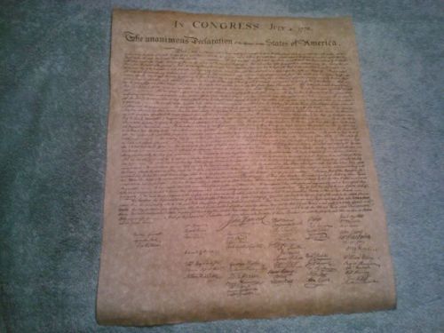 Antiqued look feel Old Declaration Of Independence July4 1776size12&#034;X15RARE copy