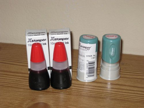 Shachihata Xstamper Copy Stamp &amp; Red Ink 10ml Refill Bottles - 2 Each