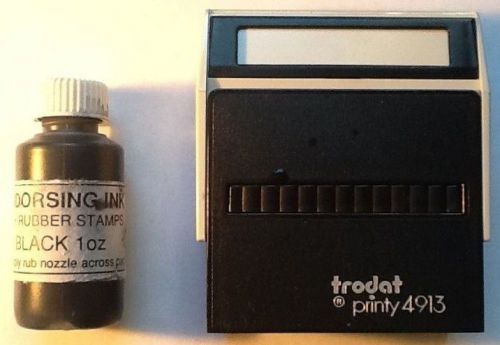 Trodat printy 4913 self inking Stamp + 3/4 full bottle of endorsing ink