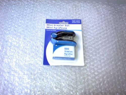 New BLUE Mini Stapler with 500 Staples included in pkg. ~