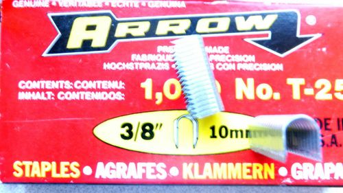 New 3-pak arrow 25038 staples, t-25, 3/8&#034;, 10mm, 2 new, 1 partial used, w/warran for sale