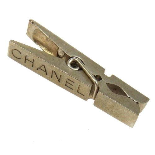 Authentic chanel vintage cc logos clip silver stationery 96a france j03484 for sale