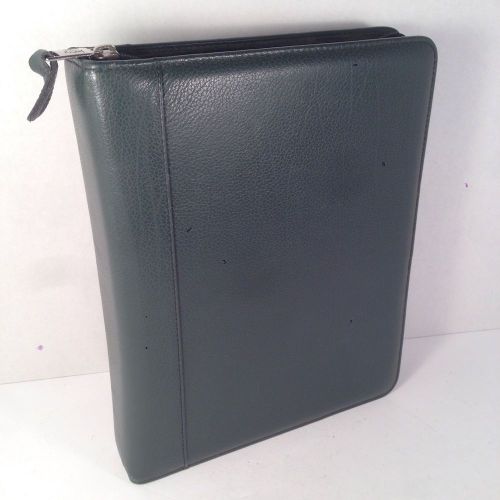 Franklin quest covey full leather zip around classic planner binder green for sale