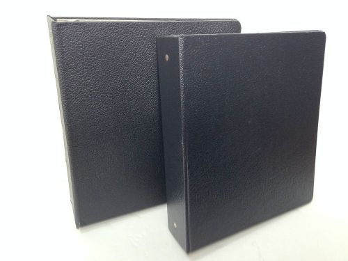Lot 2 Vtg 3&#034; Black Columbia O Ring Binder US Government 50s 60s Office Supplies
