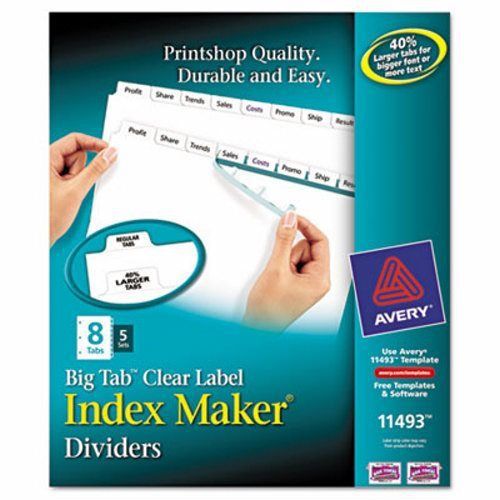 Avery Index Maker with Big Tab, 11x8-1/2, 8-Tab, White, 5 Sets/Pack (AVE11493)