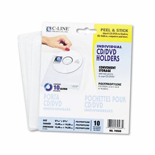 C-line Self-Adhesive CD Holder, 5 1/3 x 5 2/3, 10/PK (CLI70568)