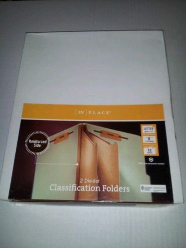 In Place Classification Folders 1 Divider Reinforced Letter Size *10 PACK* Green