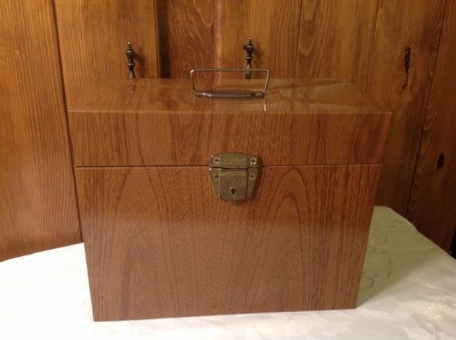 Vintage metal Woodgrain Porta File W/Key Ballonoff File Cabinet