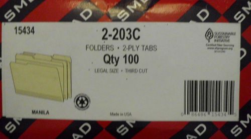 Smead manila file folder 15434  2-203c legal size box of 100 new free shipping for sale