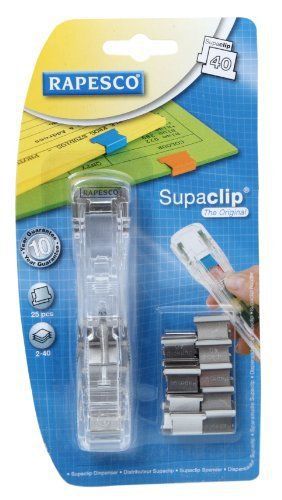 Rapesco supaclip 40 dispenser, 25 stainless steel clips for sale