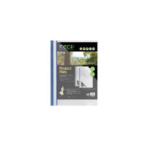 KS320-BU SSeco Project File Oxo-biodegradable Flat Bar Opaque Front A4 Blue x10
