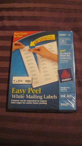 Avery 8460 Easy Peel Address Labels, Inkjet, 1&#034;x2-5/8&#034;, 3000/PK, White - SEALED