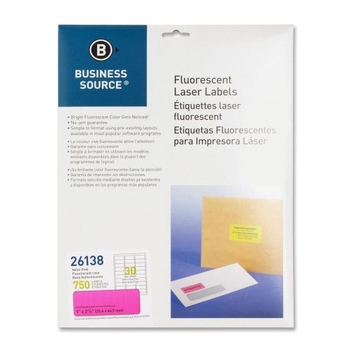 LOT OF 3 Business Source Fluorescent Laser Label  -750/Pack - Neon Pink