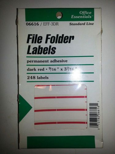 Office Essentials - File Folder Labels - 248 ct - Red Color - New!!