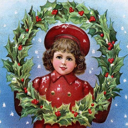 30 Custom Victorian Christmas Girl Personalized Address Labels