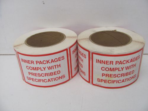 LOT OF 2 INNER PACKAGES COMPLY WITH PRESCRIBED SPEC. LABELS 2.75&#034; X 3.75&#034; NNB!!!