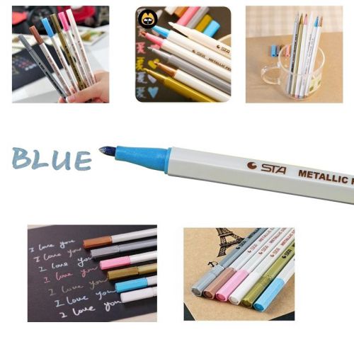 2015 NEW METALLIC MARKER PENS-BLUE–USE IN ART &amp; CRAFTS (WITH 6 COLORS TO CHOOSE)