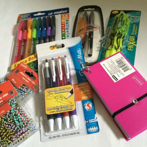 STAPLES OFFICE SUPPLIES LOT SALE! Pens, highlighters, paperclips &amp; index cards