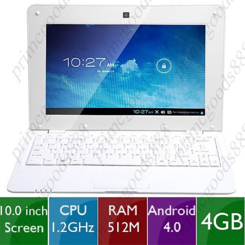10&#034; Android 4.0 4GB Netbook Laptop Notebook  WiFi Camera White Free Shipping