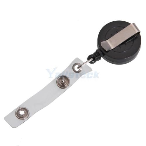 1 pk clip retractable reel id badge holder key chain reels black for sale