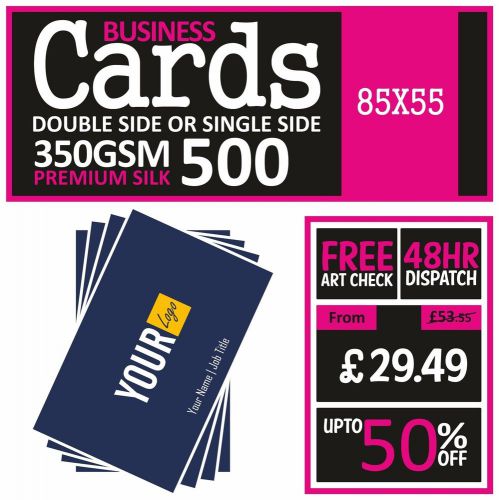 500 Business Promo Cards-ALT To Leaflets- 85x55mm Size -From MyPromoCards