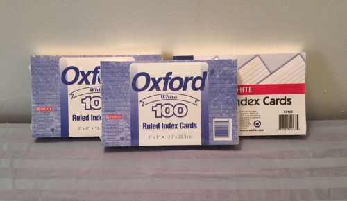 Oxford White Ruled Index Cards 3 100 count packages 5&#034; x 8&#034;