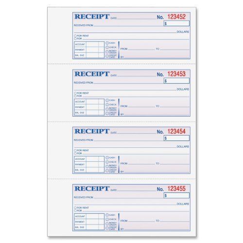 Adams Money/rent Receipt Book - 200 Sheet[s] - Tape Bound - 2 Part - (dc1182)