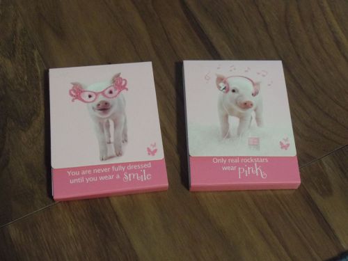 Two (2) Brand New Pink Piggy Purse Magnetic Closure Notepads