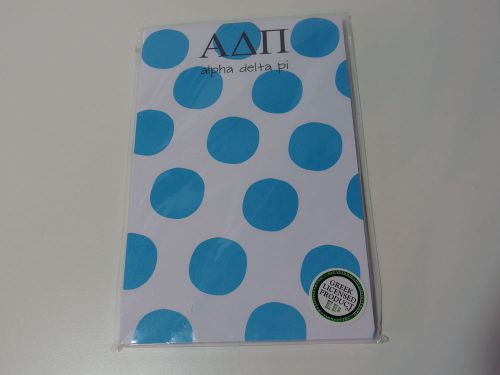 New alpha delta pi sorority note pad blue polka dot 8.5 x 5.5 for sale