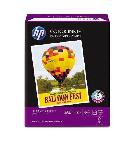 HP Color Inkjet Paper 96 Brightness 24 lb 8-1/2 x 11 White 500 Sheets