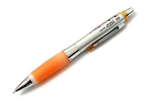 1pc. uni alpha-gel shaka shaka mechanical pencil 0.5mm orange - soft grip for sale