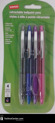 Retractable Medium Ballpoint Pens, 4 Packs, 16 Pens, 24426