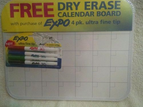 NIP 4 Ultra Fine Tip Dry Erase Markers Adhesive Dry Erase Calendar Board  Expo