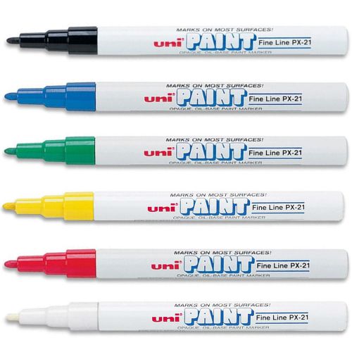 Uni px-21 paint marker set 6-color fine point oil based 63720 for sale